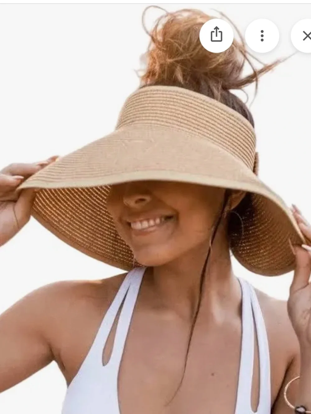Magid Natural Straw Visor Hat with Bow